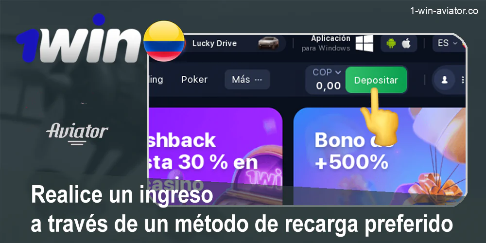 Deposita fondos en tu cuenta de 1Win antes de jugar a Aviator